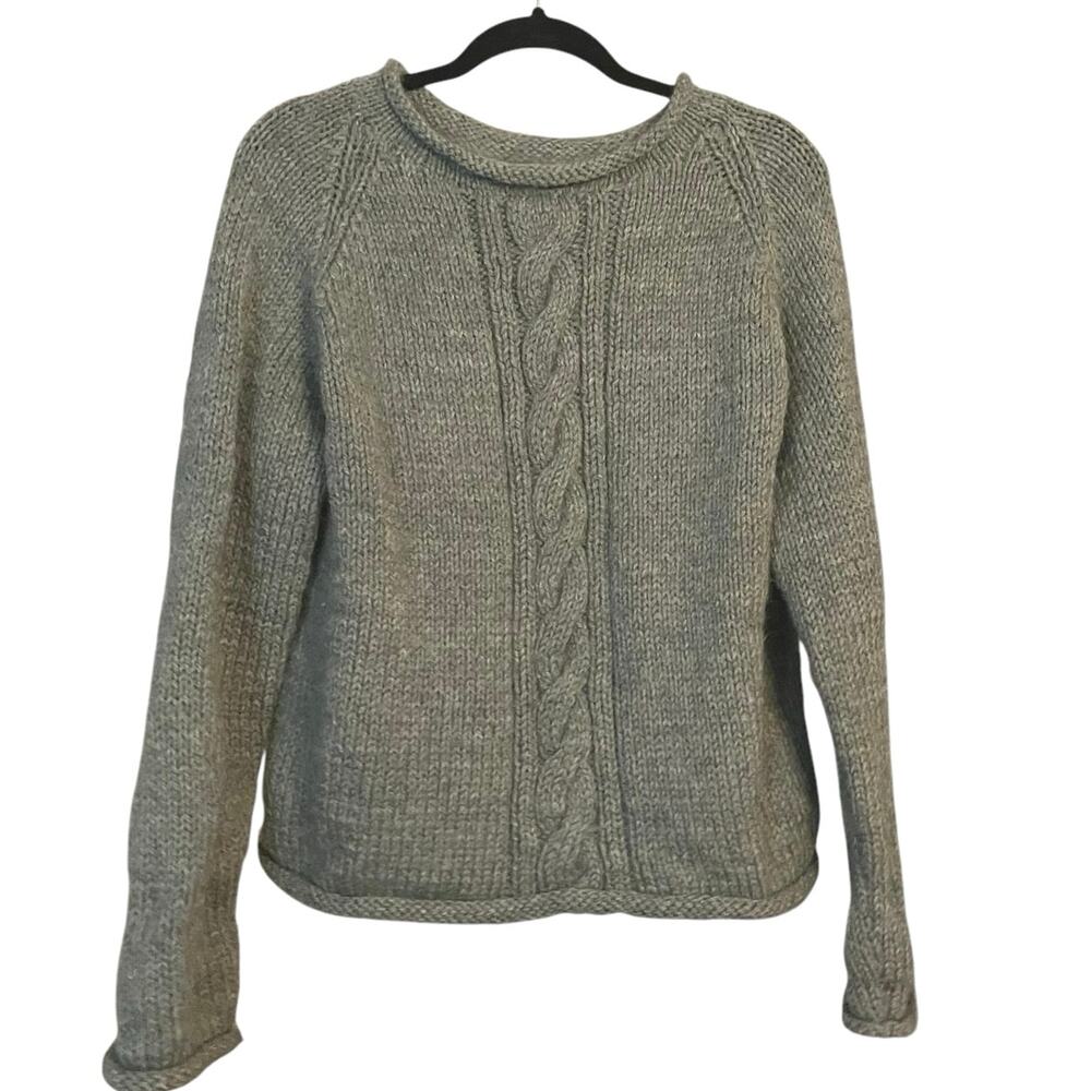 Woman’s Thick Knit Green Sweater Rolled hem Mock Neck NO TAGS Outdoorsy Warm